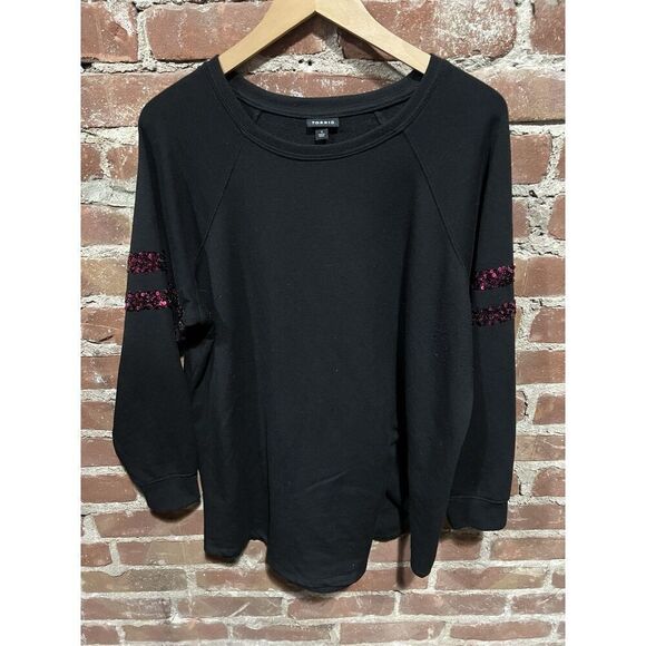 torrid Tops - Torrid Womens Black Pink Sequin Crewneck Sweater Pullover Top Size 1